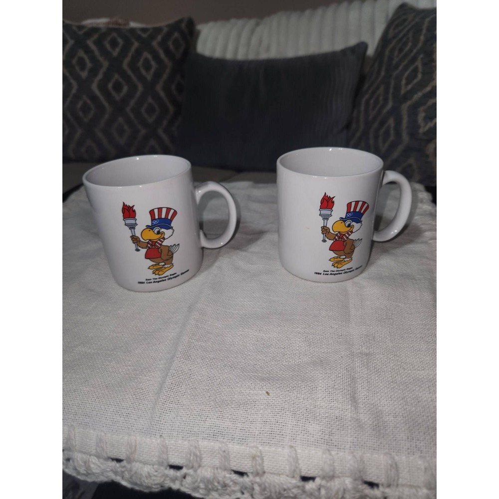 Vintage 1984 Los Angeles Olympic Games Sam the Eagle Coffee Mug Set of 2 Papel